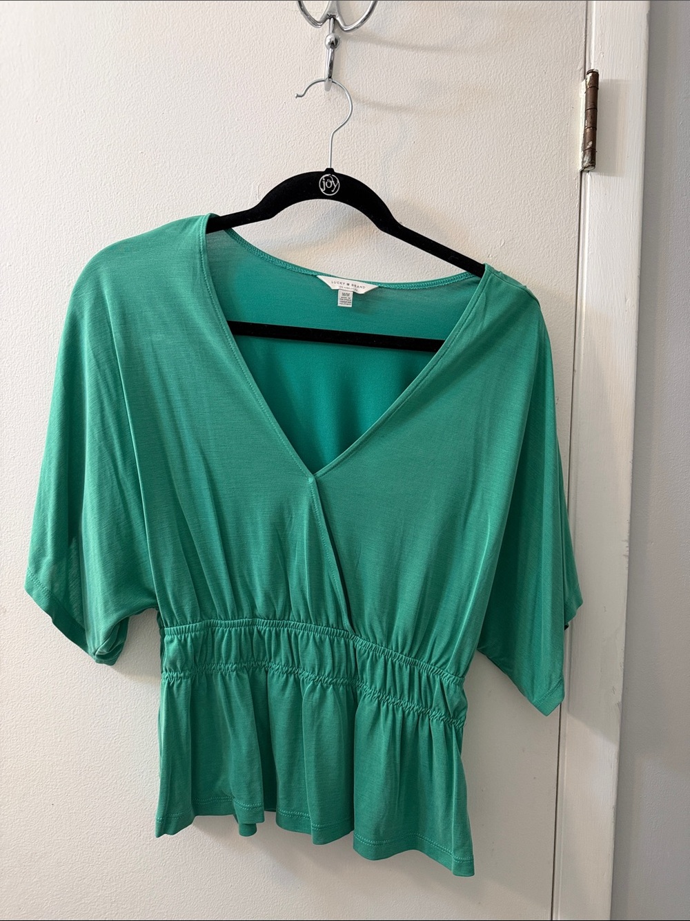Lucky Brand Teal V-Neck Peplum Top